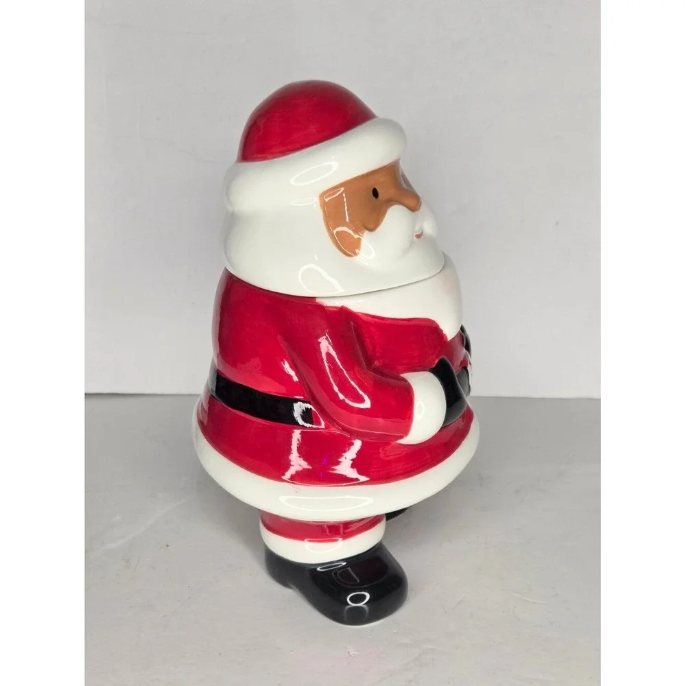 Holiday‎ Time Santa Christmas Cookie Jar Earthenware